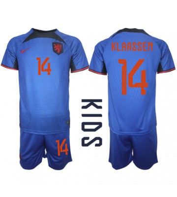 Netherlands Davy Klaassen #14 Replica Away Stadium Kit for Kids World Cup 2022 Short Sleeve (+ pants)